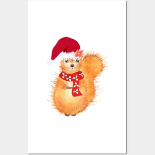 Silly Squirrel with a Christmas hat, gifts for teens, christmas gift, gift for teen, dancing gifts for girls Posters and Art